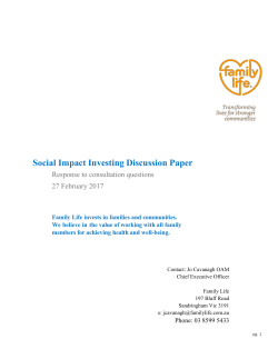 FamilyLife - Submission to Social Impact Investing