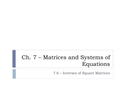 Inverses of Square Matrices
