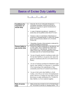 Conditions for imposition of excise duty &middot; Entry No. 84 of List I of
