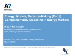 Energy, Models, Decision-Making (Part I
