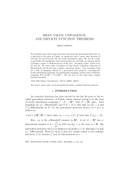 MEAN VALUE, UNIVALENCE, AND IMPLICIT FUNCTION THEOREMS