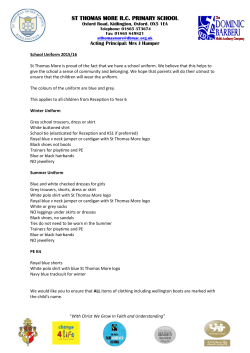 School Uniform Policy - St Thomas More Catholic Primary School