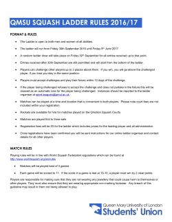 QMSU SQUASH LADDER RULES 2016/17