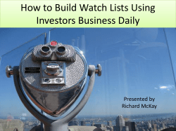 How to Build Watchlists (condensed)