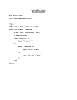 Guessing Game Program Pseudocode Algorithm When the flag is