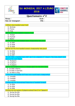 DU MONDIAL 2017 A L`EURO 2018 Questionnaire n&deg;2 Niveau