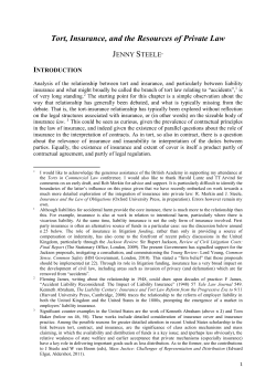 Tort, Insurance, and the Resources of Private Law