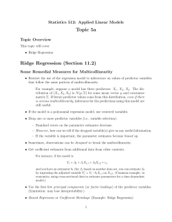 Topic 5a Ridge Regression (Section 11.2)
