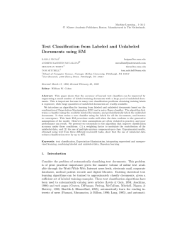 Text Classification from Labeled and Unlabeled Documents using EM