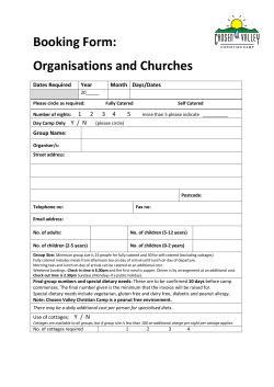 Booking Form: Organisations and Churches