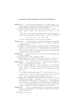 SOLUTIONS FOR REVISION LECTURE QUESTIONS