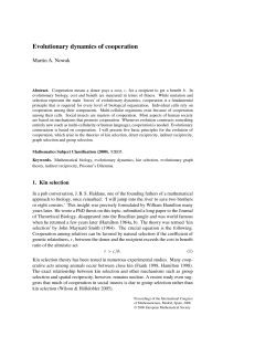 Evolutionary dynamics of cooperation