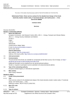 Netherlands-Petten: Direct service contract for the detailed