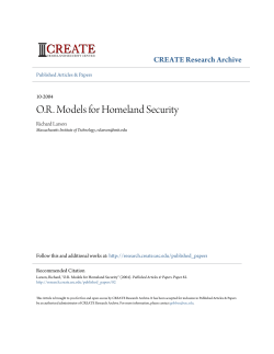 OR Models for Homeland Security - University of Southern California