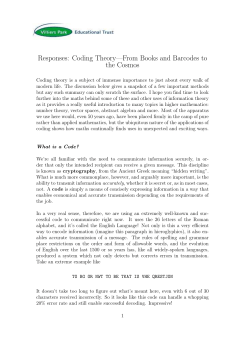 Maths response 9 coding theory