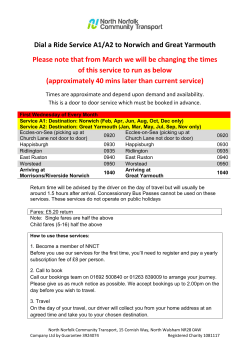 Dial a Ride Service A1/A2 to Norwich and Great Yarmouth Please