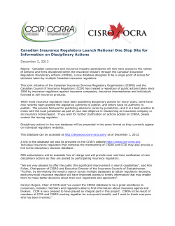 Canadian Insurance Regulators Disciplinary Actions