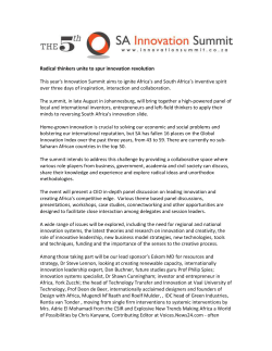 Radical thinkers unite to spur innovation revolution This year`s