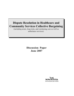 Discussion Paper: Dispute Resolution in Healthcare and Community