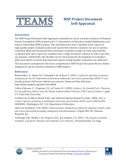 MSP Project Document Self-Appraisal