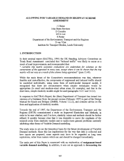 ALLOWING FOR VARIABLE DEMAND IN HIGHWAY SCHEME