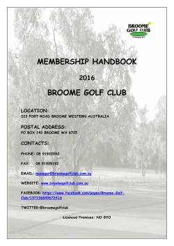 MEMBERSHIP HANDBOOK BROOME GOLF CLUB