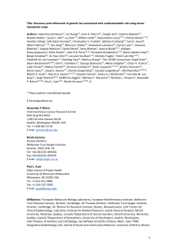 Title: Discovery and refinement of genetic loci associated with