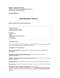 Music Theory II - Bergen Community College