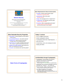 Network Security Other Desirable Security Properties Today`s