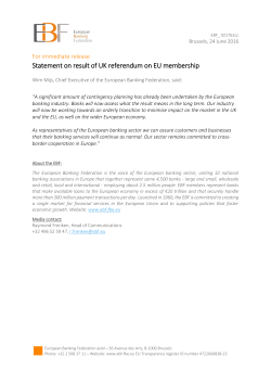 EBF statement on result of UK referendum on EU membership