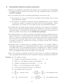 3 STRATIFIED SIMPLE RANDOM SAMPLING • Suppose the