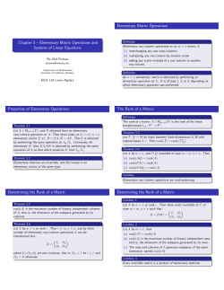 Elementary Matrix Operations and Systems of - Per
