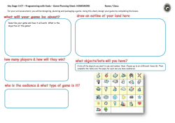Key Stage 3 ICT &ndash; Programming with Kodu &ndash; Game Planning Sheet