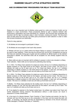 Team Managers guidelines for relay selection