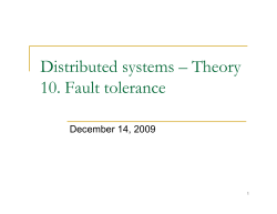Distributed systems &ndash; Theory 10. Fault tolerance