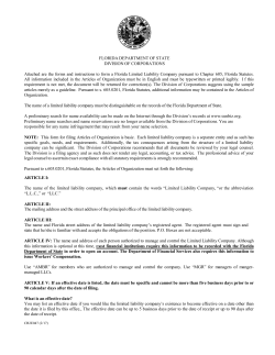 Articles of Organization - Division of Corporations