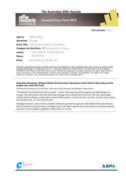 The Australian Effie Awards General Entry Form 2016