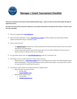 Manager / Coach Tournament Checklist