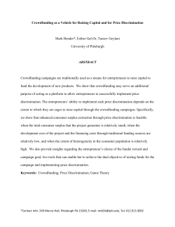 Crowdfunding as a Vehicle for Raising Capital and for Price