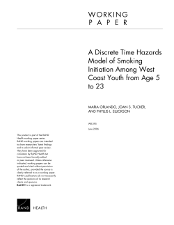 A Discrete Time Hazards Model of Smoking Initiation Among West