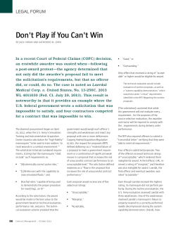 Don`t Play if You Can`t Win - National Contract Management
