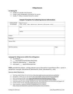 Citing Sources Sample Template for Collecting Source Information