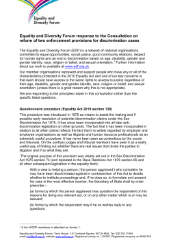 Equality and Diversity Forum response