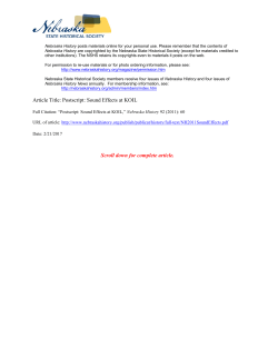 Postscript: Sound Effects - Nebraska State Historical Society