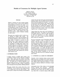 Models of Consensus for Multiple Agent Systems