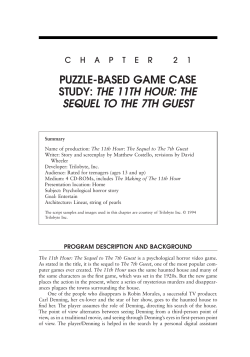 PUZZLE-BASED GAME CASE STUDY: THE 11TH HOUR: THE