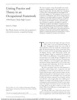Uniting Practice and Theory in an Occupational Framework