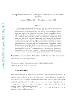 Computation of second order price sensitivities in depressed markets