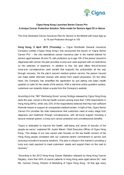 Cigna Hong Kong Launches Senior Cancer Pro A Unique Cancer
