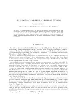NON-UNIQUE FACTORIZATIONS OF ALGEBRAIC INTEGERS 1